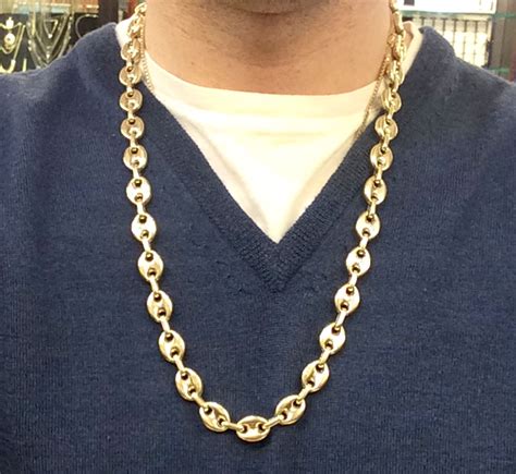 gold puffed gucci link chain|14k gucci link necklace.